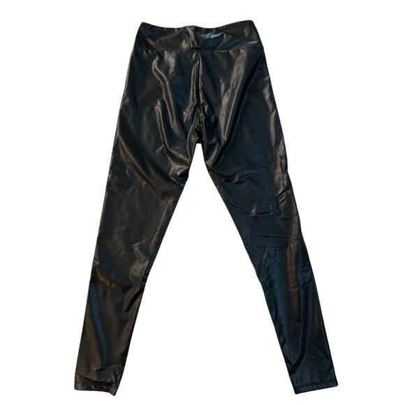 Streetwear Society Women size L Black High Waist Pull On Faux Leather Pants - Picture 7 of 9